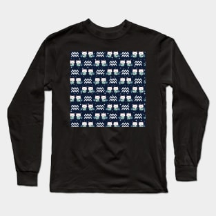 Aquarius Zodiac Cat Pattern Long Sleeve T-Shirt